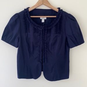 LOFT cropped ruffled jacket size 8 NWT